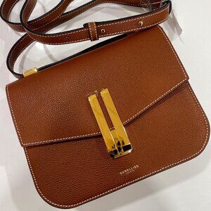 DeMellier 'Vancouver' Crossbody - Tan Small Grain Ecru Stitching